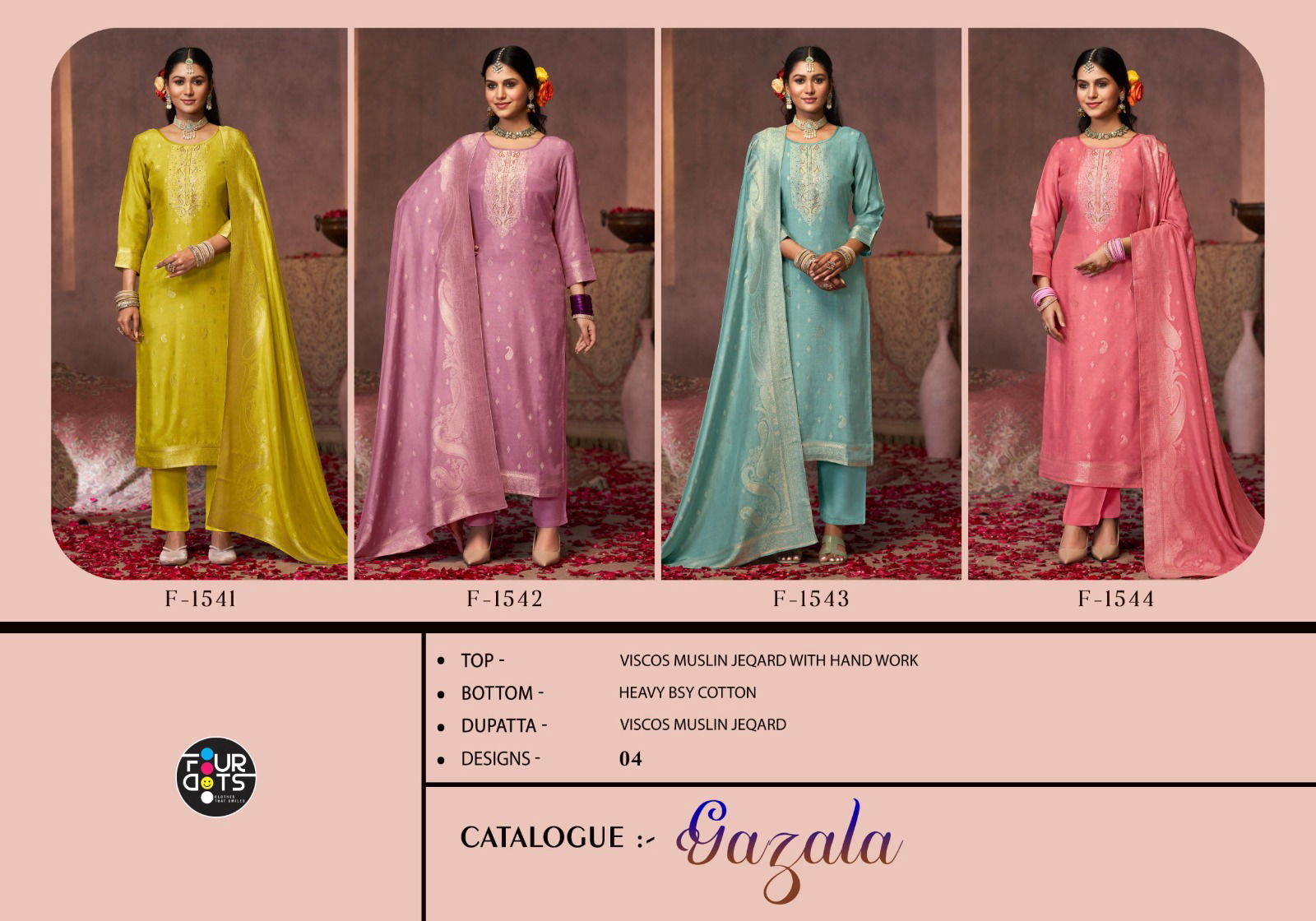 Gazala By Fourdots Viscose Muslin Designer Salwar Suits Exporters In India
